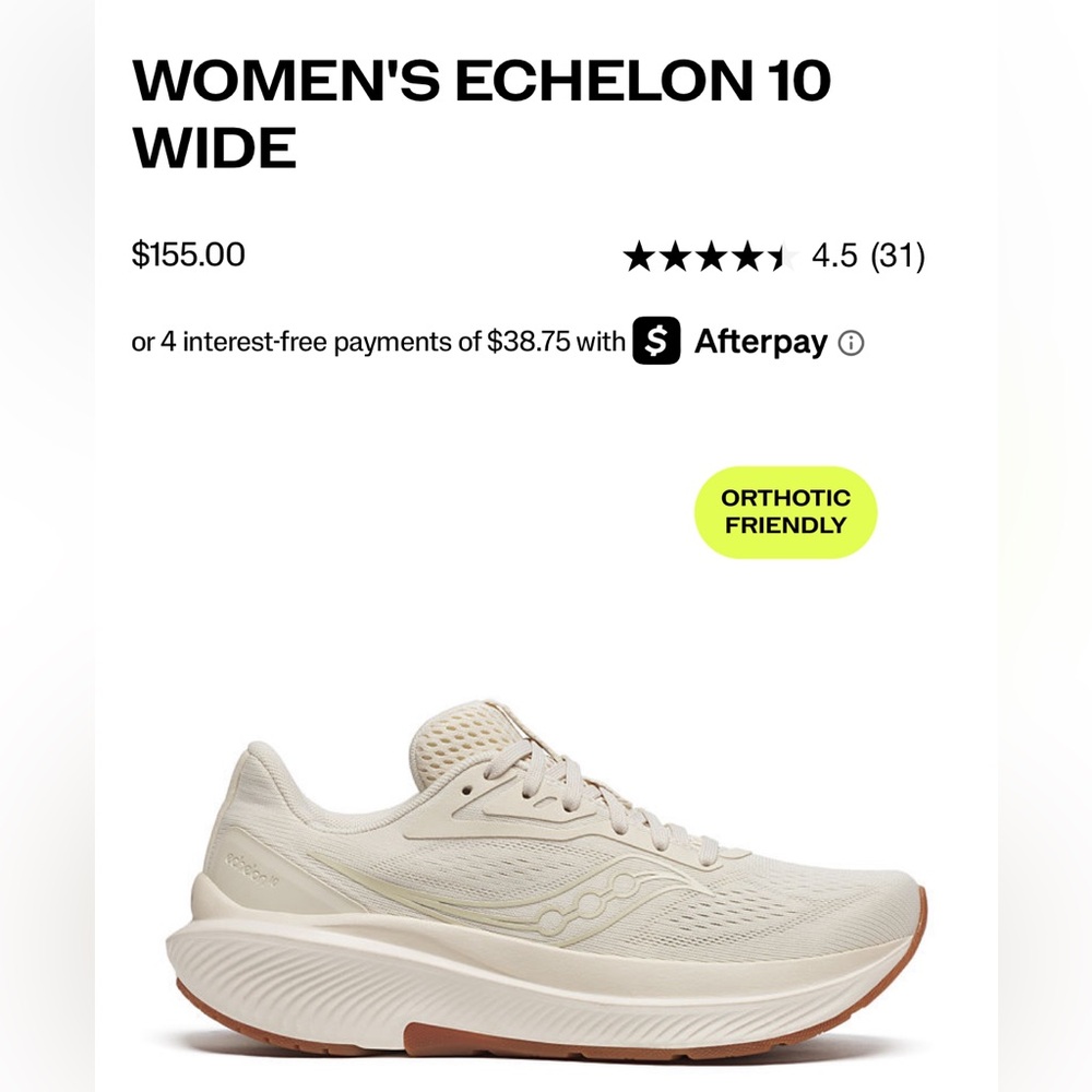 Saucony Women's Echelon 8 Wide Beige Running Shoes